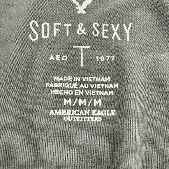 American Eagle Outfitters Charcoal Lace-Up Long Sleeve Top - Picture 3 of 3